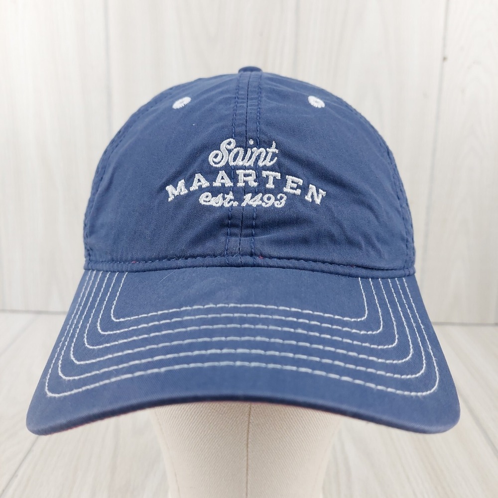 Ahead Saint Maarten Hat Unisex OSFM Navy Blue Embroidered‎ Mid Fit Baseball Cap